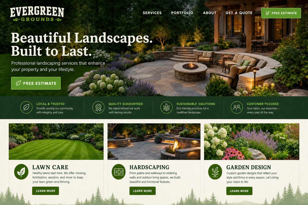 Landscaping company website concept
