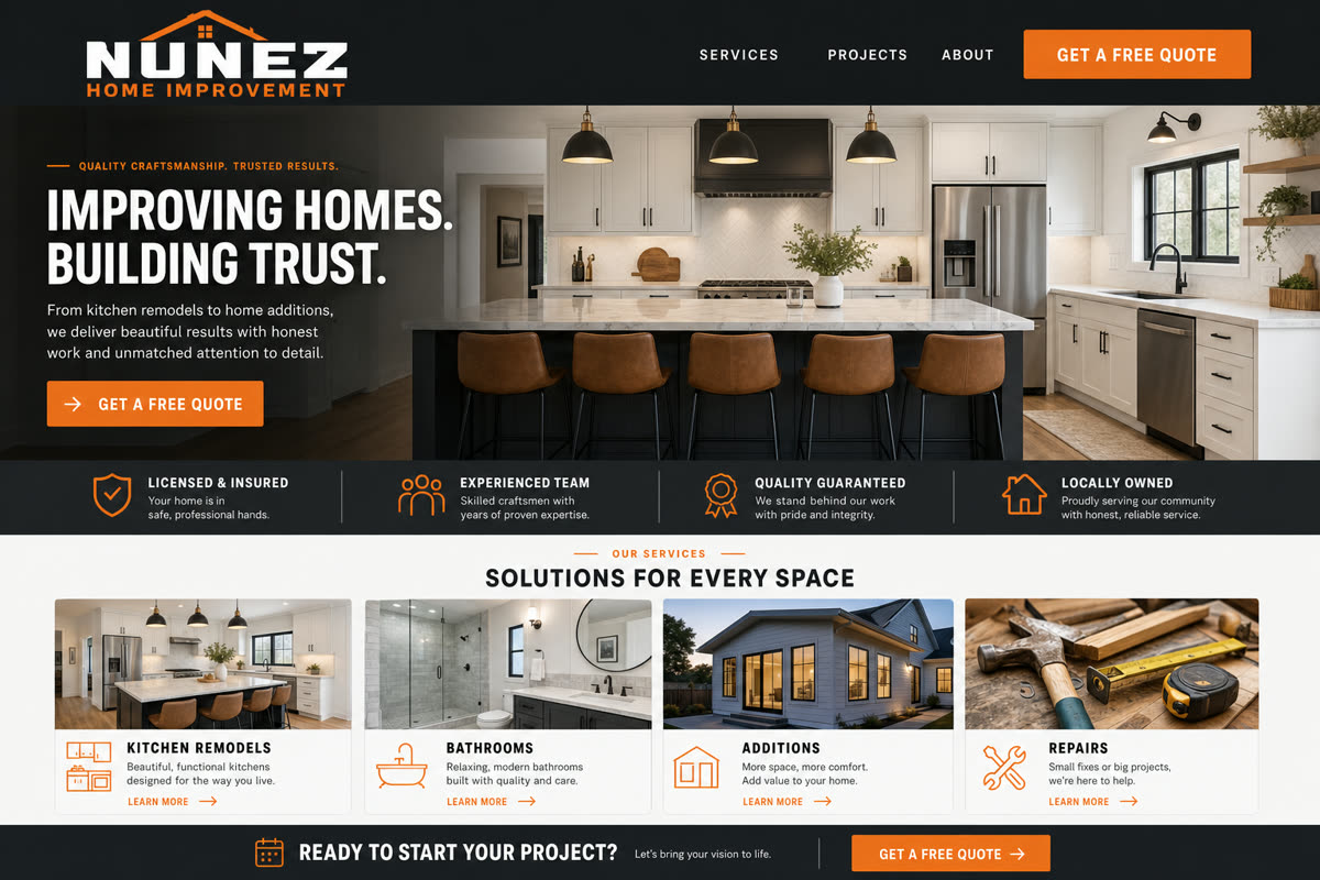 Nunez Home Improvement website concept