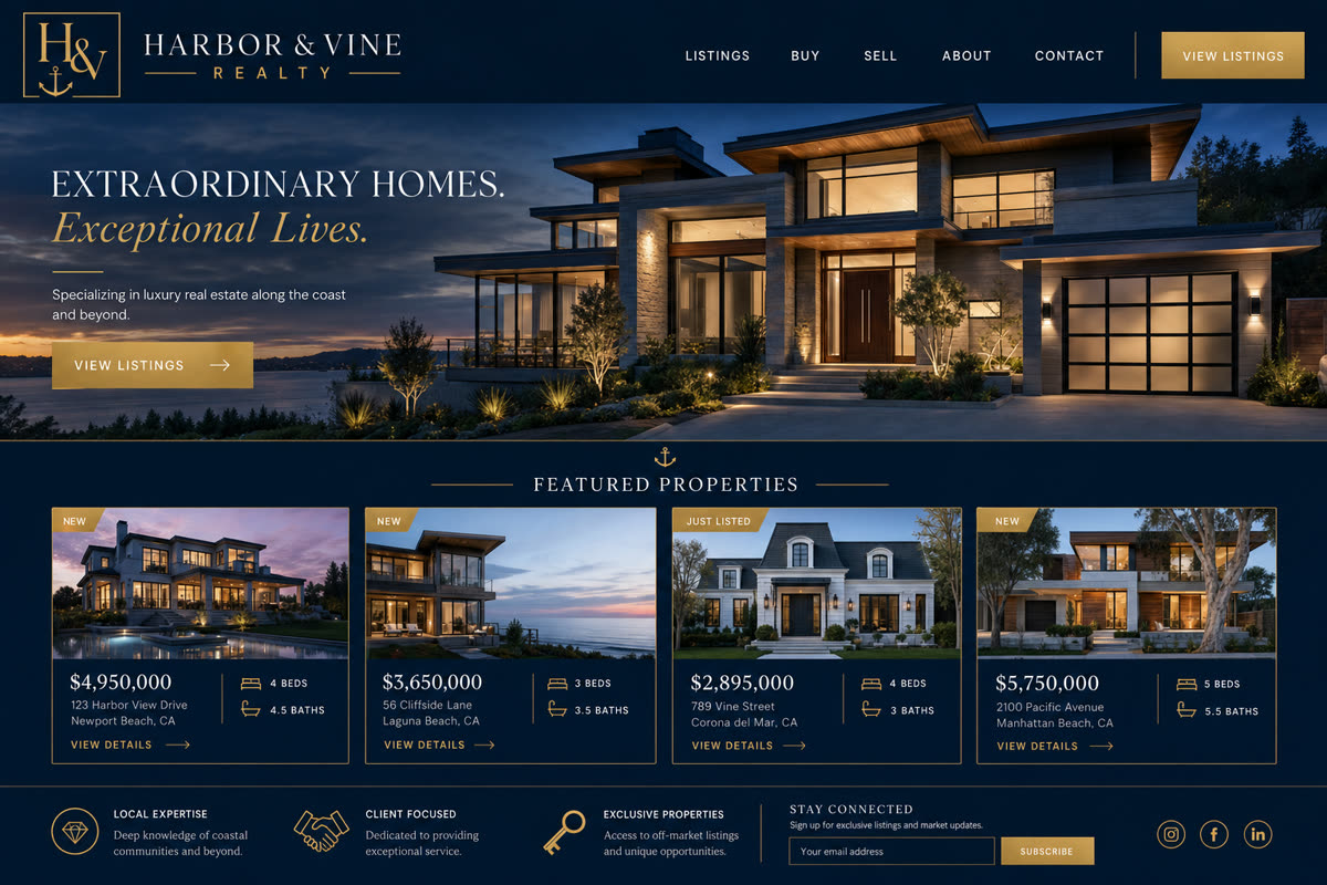 Real estate agent website concept